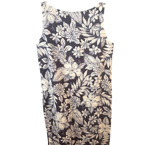 Jones New York 100% Linen Maxi Dress Size 10 Navy Floral Sleeveless Summer - Picture 7 of 9